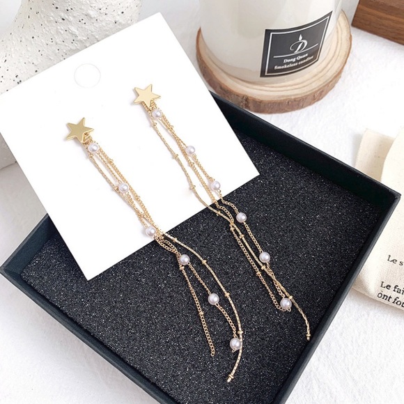 Shooting Star Pearls Start Drop Earrings - Picture 3 of 11